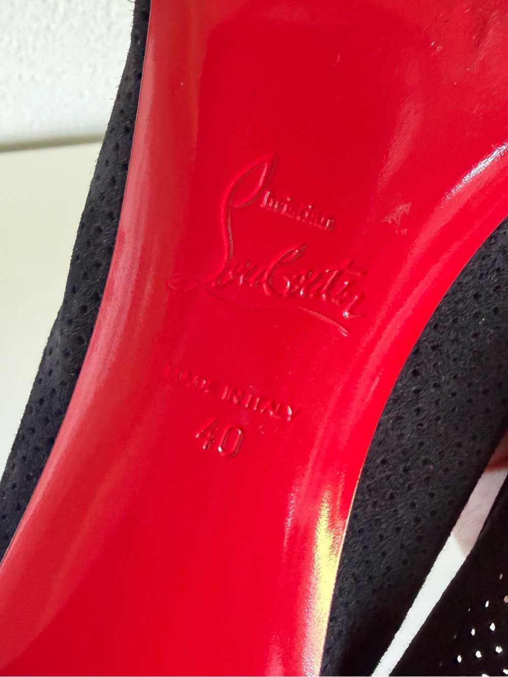 Christian Louboutin Incastrana Black Suede Perforated Block Heel Pumps EU 40 - Picture 10 of 10